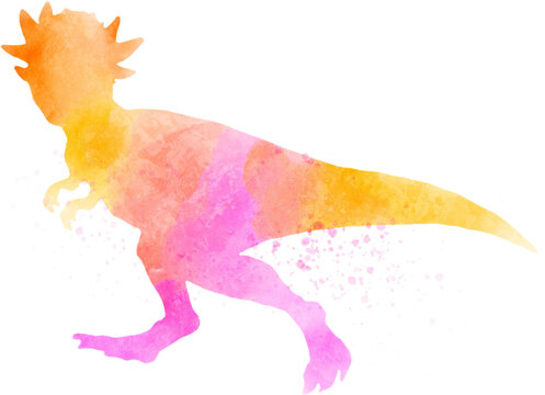 Stygimoloch dinosaur silhouette watercolor cartoon character