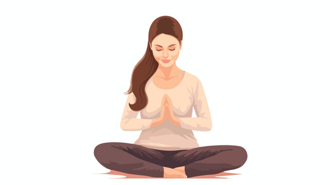 Vector illustration of pregnant woman in the yoga 