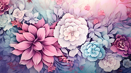  Lush 3D Digital Artwork of Blooming Flowers in Pastel Colors