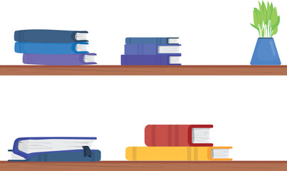 Wooden shelves with books. Library furniture. Bookstore decoration © LadadikArt