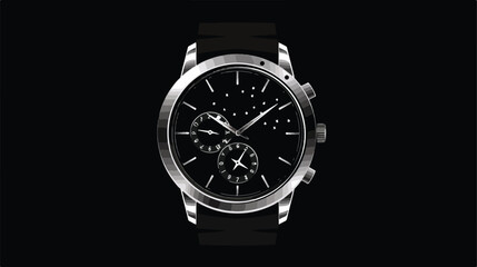 Watch Icon On Black Background flat vector 