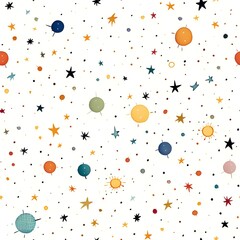 Seamless pattern of deep space stars and galaxies pattern. White background.