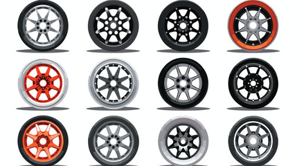 Wheel rims car and truck wheels vector illustration. - obrazy, fototapety, plakaty