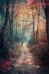 Fototapeta premium Fantasy and dreamy landscape in the forest