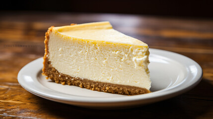 A slice of New Yorkstyle cheesecake with a graham cra