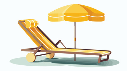 Yellow sun lounger isolated on grey background. flat