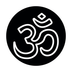 Hinduism black icon. Religion isolated element.