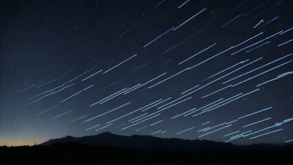 Shooting stars streaking across a dark sky, leaving trails of light behind.