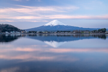 Mount Fuji and Lake Kawaguchi at sunrise, Fujikawaguchiko, Yamanashi Prefecture, Japan