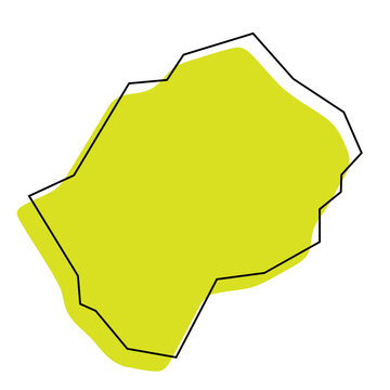 recommend clip art: Lesotho country simplified map. Green silhouette with thin black contour outline isolated on white background. Simple vector icon