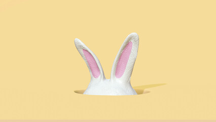  Easter egg shape with rabbit ears on a background. 3D Rendering