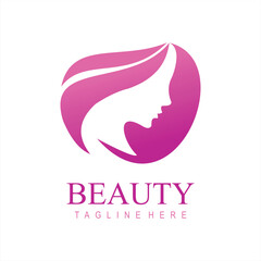 Feminine woman with beauty modern logo template