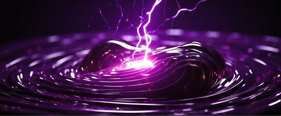 Purple pure energy with electrical electricity plasma power fusion on plain black background from Generative AI