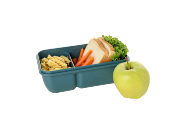 PNG,Blue lunch box with food, isolated on white background