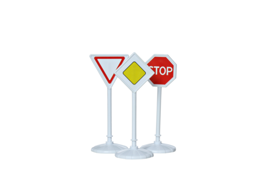 PNG road signs isolated on white background.