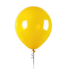 Yellow Balloon Decoration for Parties and Celebrations. Isolated Air-filled Balloon on White Background for Happy Holidays