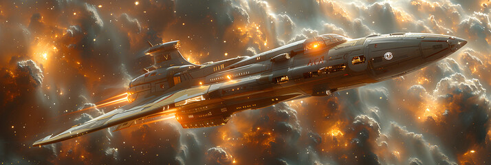 he Sparkling Space Starships That Make Their ,
An old ship floating in the air with fire coming out from its hulls