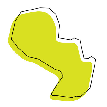 recommend clip art: Paraguay country simplified map. Green silhouette with thin black contour outline isolated on white background. Simple vector icon