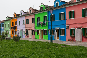 Fototapeta na wymiar Scenic view of the colorful houses in Murano, Italy.