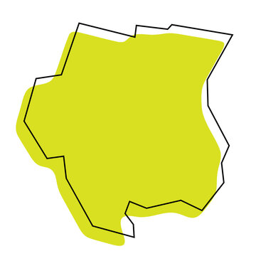recommend clip art: Suriname country simplified map. Green silhouette with thin black contour outline isolated on white background. Simple vector icon