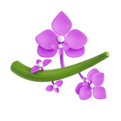 Elegant Orchid Botanical Plant 3D Icon Illustration
