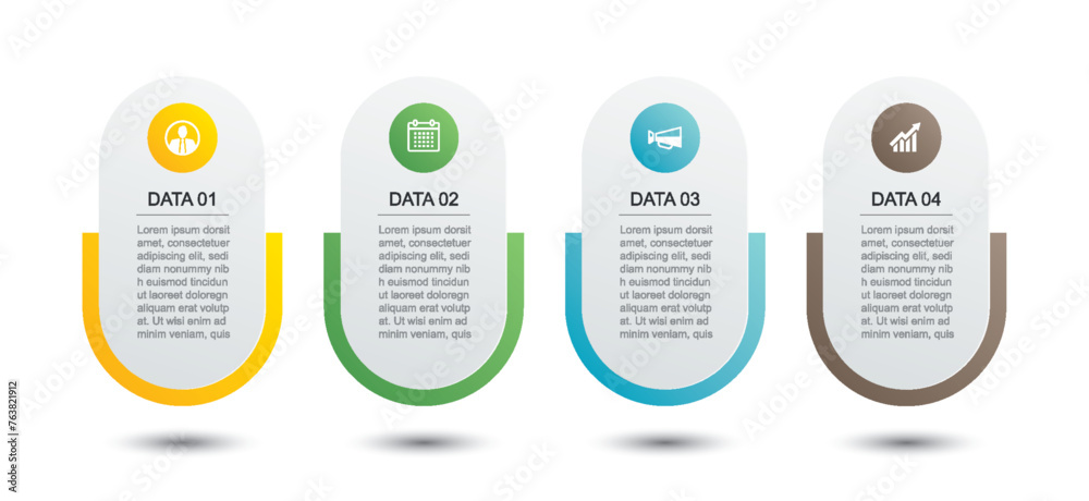 Canvas Prints 4 data infographics tab paper index template. illustration business abstract background.