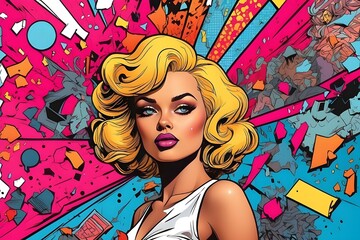 Comic book illustrations with a pop art pattern, retro and 90s aesthetic, abstract craziness, and psychedelic background