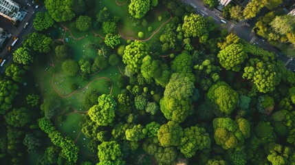 Aerial View of Lush Green Park