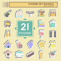 Sticker Set Bavaria. suitable for education symbol. simple design editable. design template vector. simple illustration
