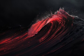 Red wave with dark backdrop. Generative AI