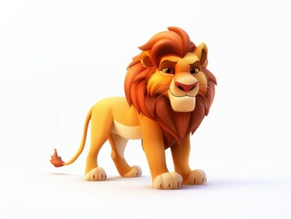Lion cartoon realistic white and clean background