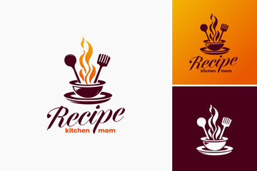 Recipe Kitchen Mama Logo Design Template: Infuses warmth & home cooking charm, perfect for family recipes or food blogs.