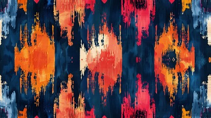 Handcrafted seamless wallpaper with tribal Ikat design, perfect for greeting cards and other design projects.