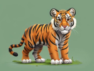 tiger with green and clean background