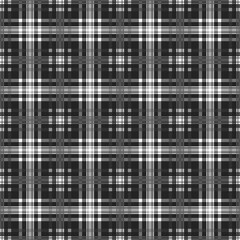Seamless checkcered plaid tartan pattern black gray white background - 763826164