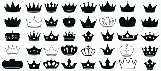 Crown king mega collection queen crown icon set vector design