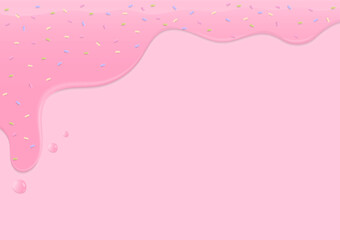 Sugar sprinkles on pink liquid background