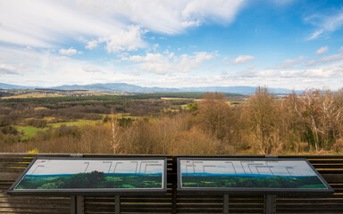 A beautiful landscape scene, viewed from an observation tower - 763827527