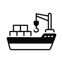 Cargo Ship icon editable stock vector illustration