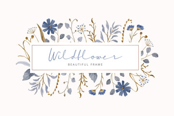 vintage blue wildflower watercolor frame