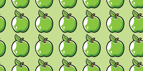 Vector apple fruit with seamless pattern background