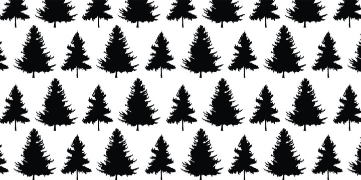 Vector tree silhouette with seamless pattern background