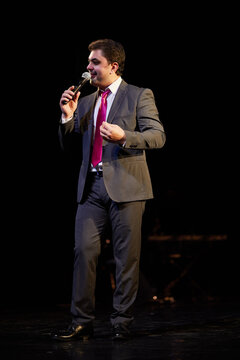 professional singer and composer, organizer on scene during  Concert.