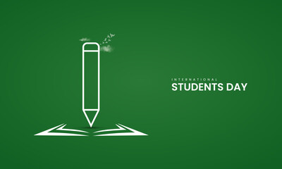 International Students Day, student, pen World Students Day creative design for banner, poster, and 3D Illustration.