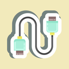 Sticker Cable. suitable for Computer Components symbol. simple design editable. design template vector. simple illustration