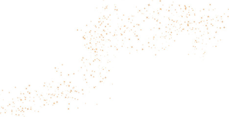 Glittering gold strars dust particles seamless on transparent background. Gold stardust sparkles. Sparkling shiny gold dust particles. Png image. - obrazy, fototapety, plakaty