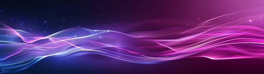 A picture of a violet and blue gradient of flow and liquid with shiny small particles and sparkes,...