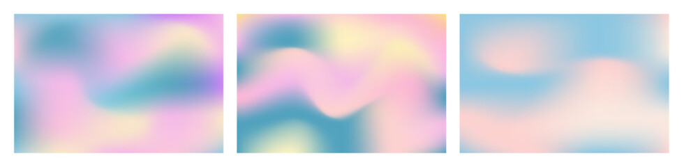 Set of digital backgrounds blurred blue spring sky. Vector gradient meshes. Colorful banner with copy space for design