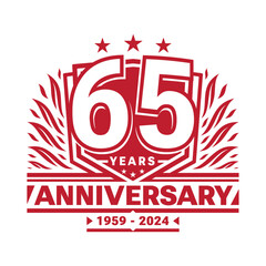 65 years anniversary celebration shield design template. 65th anniversary logo. Vector and illustration.