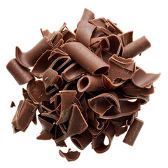 close up of chocolate pieces on white background
